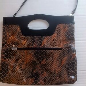 Elegant Black and Brown Women's Statchel Snake Bag